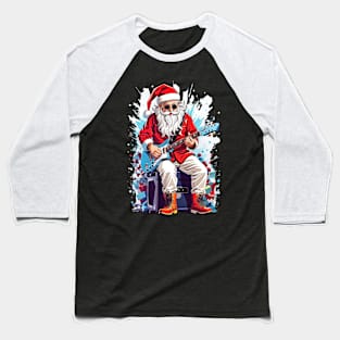 Santa Claus Playing Guitar Baseball T-Shirt